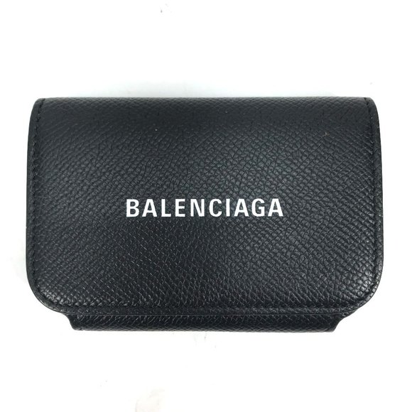 BALENCIAGA 594225 Wallet Logo Business Card Holder Pass Case Leather Women's ... - Picture 1 of 8